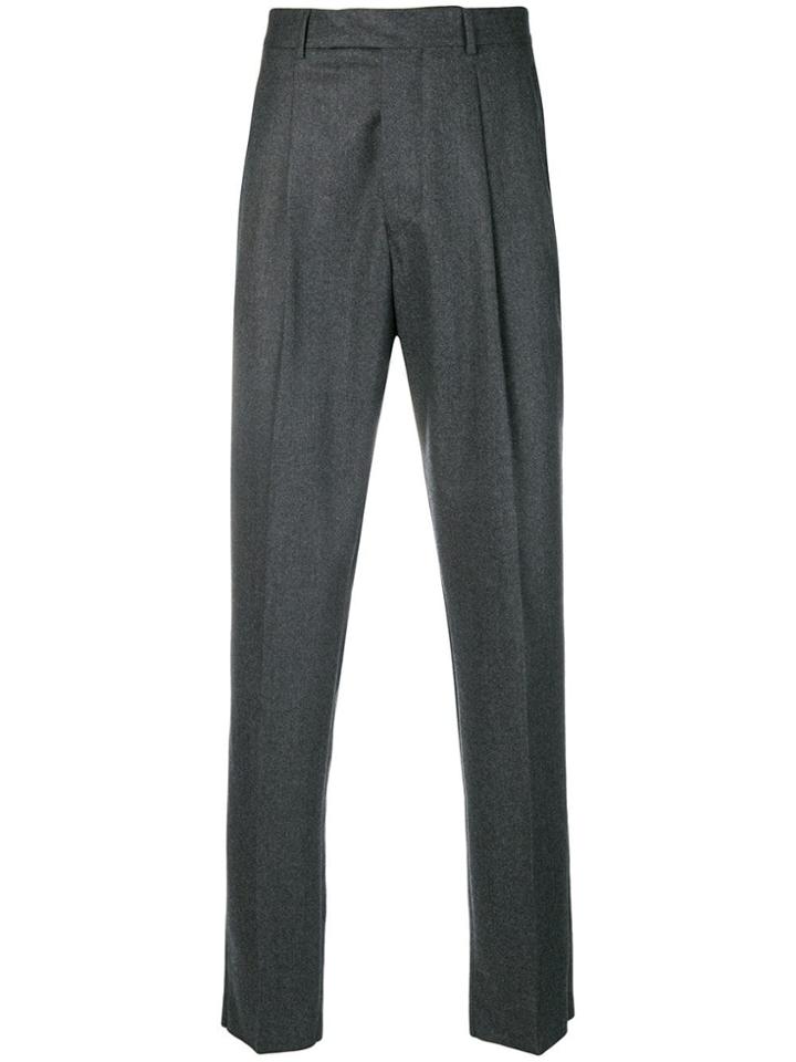Officine Generale Marcel Flannel Straight Trousers - Grey