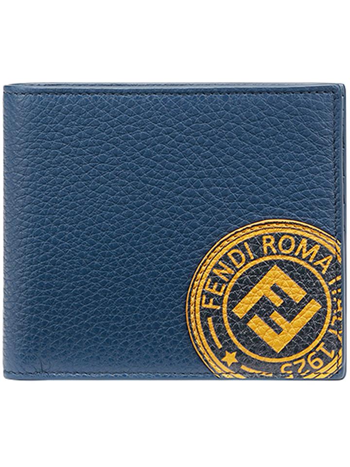 Fendi Logo Patch Bi-fold Wallet - Blue