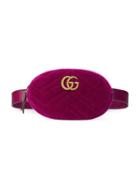 Gucci Gg Marmont Matelassé Velvet Belt Bag - Pink & Purple
