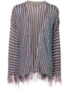 Nuur Striped Frayed Cardigan - Multicolour