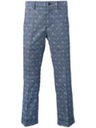 Sacai Aloha Printed Trousers, Men's, Size: 2, Blue, Cotton