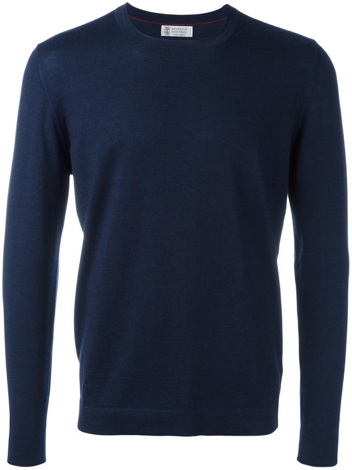 Brunello Cucinelli - Classic Crew Neck Jumper - Men - Virgin Wool/cashmere - 54, Blue, Virgin Wool/cashmere