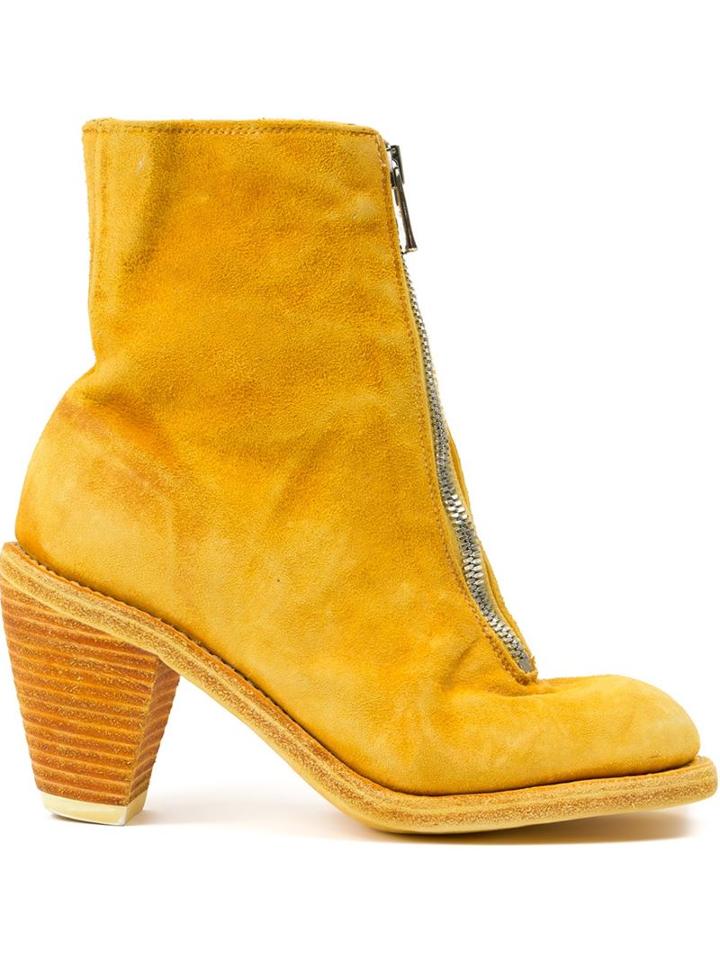 Guidi Front Zip Boots, Women's, Size: 39, Yellow/orange, Buffalo Leather