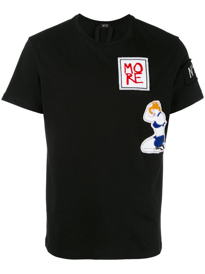 No21 - Patch Detail T-shirt - Men - Cotton - L, Black, Cotton
