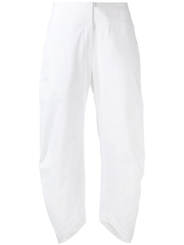 Io Ivana Omazic - Asymmetric Cropped Trousers - Women - Cotton/spandex/elastane - 42, Women's, White, Cotton/spandex/elastane