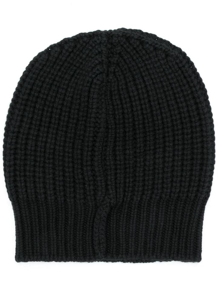 Ma'ry'ya Ribbed Knit Beanie Hat - Black