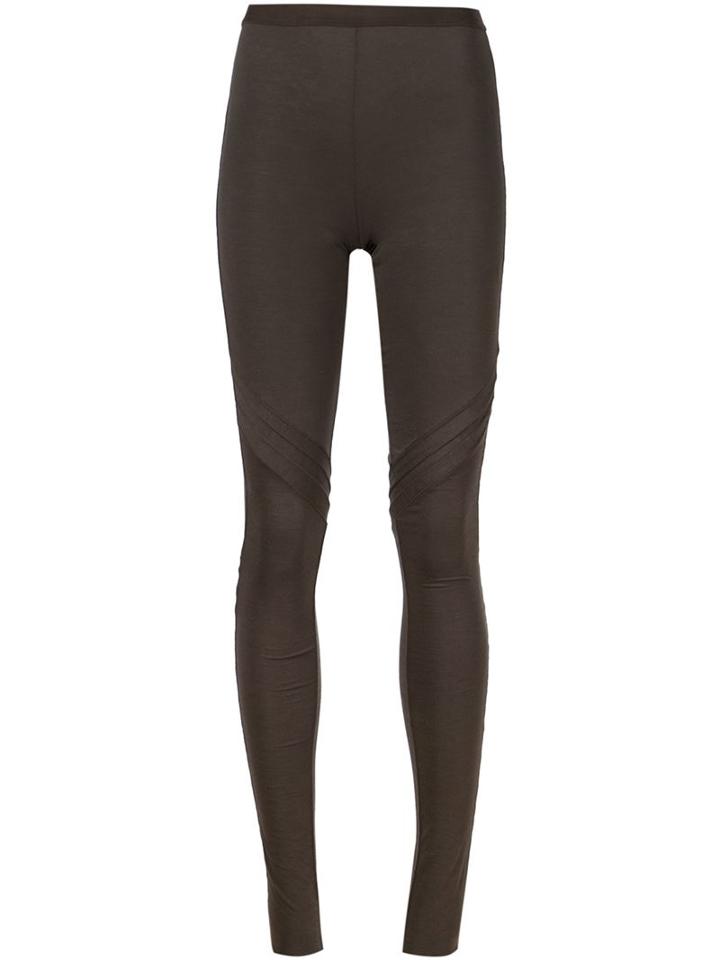Rick Owens Lilies Ribbed Detail Leggings, Women's, Size: 44, Grey, Cotton/polyamide/viscose