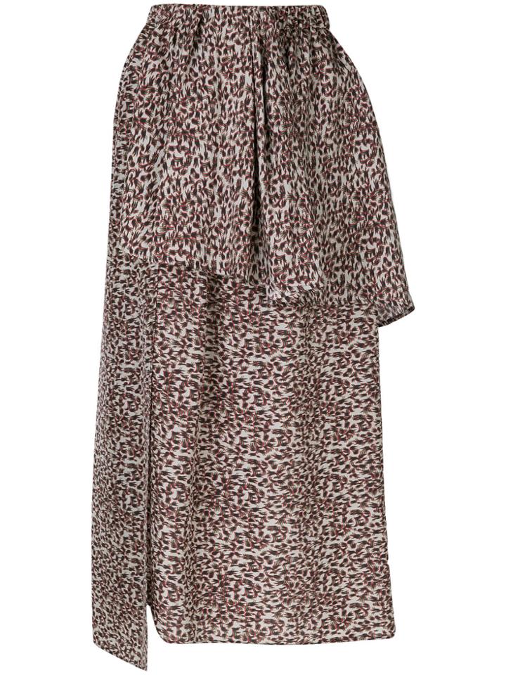 Christian Wijnants Layered Asymmetric Skirt - Brown