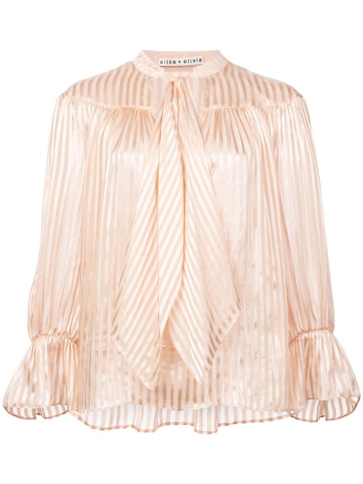 Alice+olivia Danika Striped Blouse - Nude & Neutrals