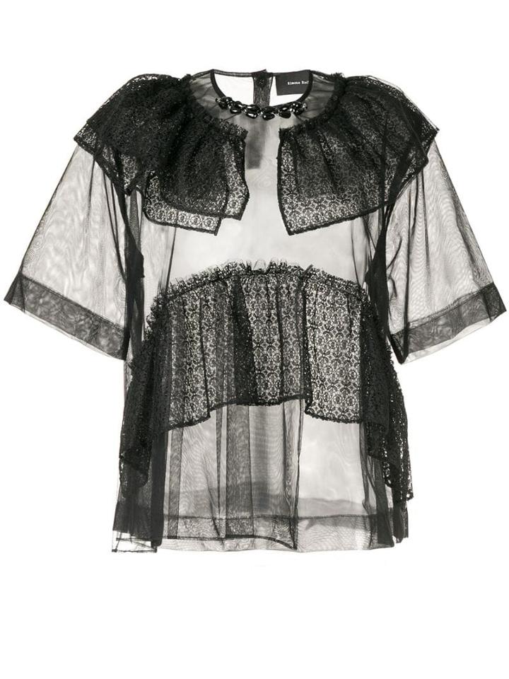 Simone Rocha Lace-trimmed Tulle Blouse - Black