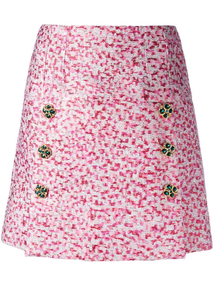 Dolce & Gabbana Jacquard A-line Skirt, Women's, Size: 38, Pink/purple, Polyester/silk/polyamide/silk