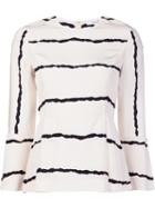 Derek Lam 10 Crosby Striped Bell Sleeve Blouse, Women's, Size: 4, White, Silk