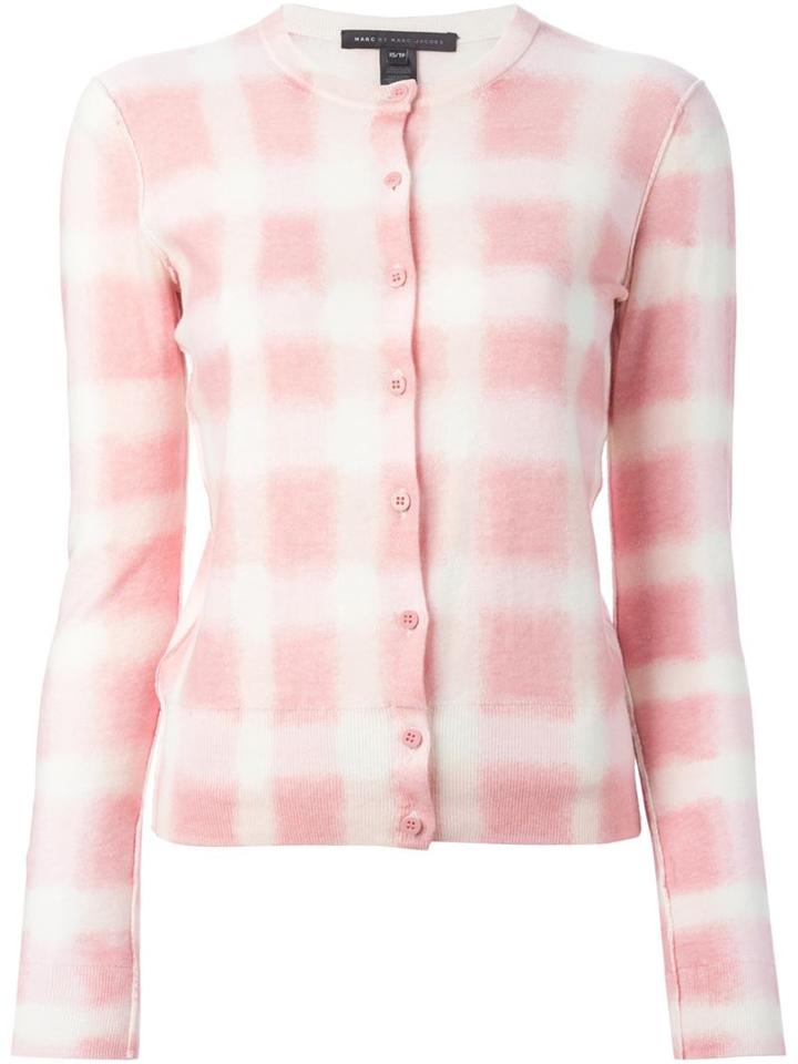 Marc By Marc Jacobs Blurred Check Cardigan, Women's, Size: Large, Pink/purple, Cotton