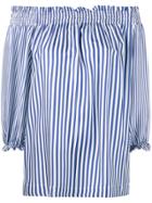 P.a.r.o.s.h. Striped Off Shoulder Blouse - Blue