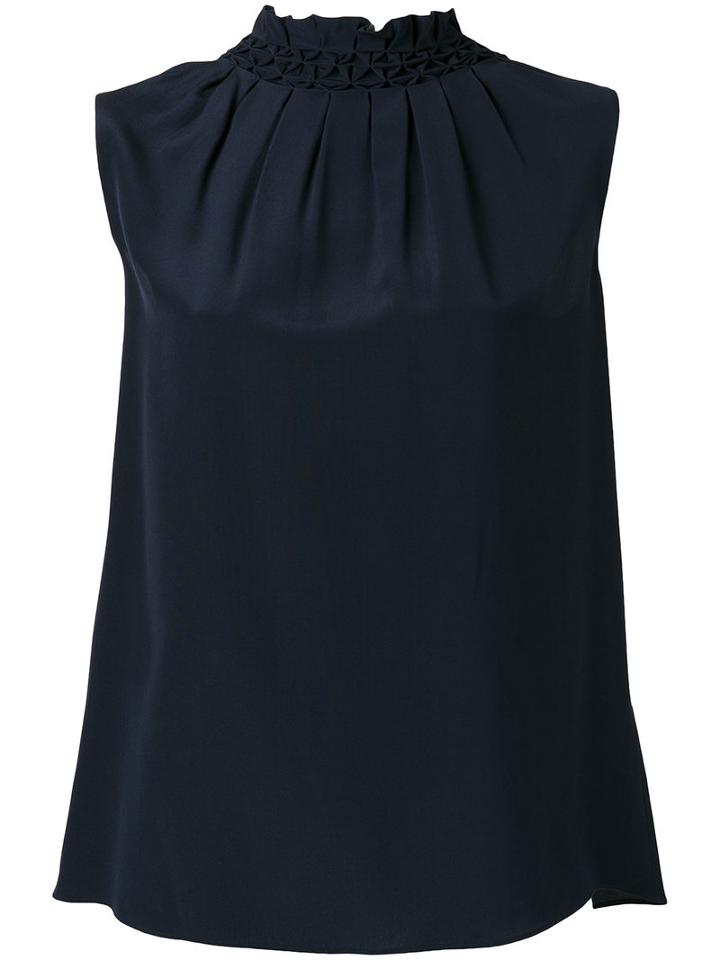 Joseph Ruffled Trim Top, Women's, Size: 40, Blue, Silk