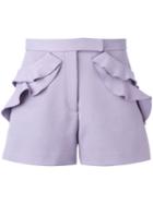 Elie Saab Ruffle Detail Shorts, Women's, Size: 38, Pink/purple, Polyester/viscose/spandex/elastane/rayon
