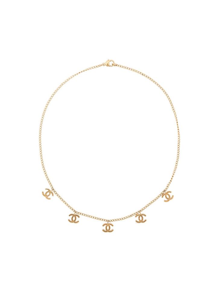 Chanel Vintage 1990s Gold-plated Logo Charm Necklace