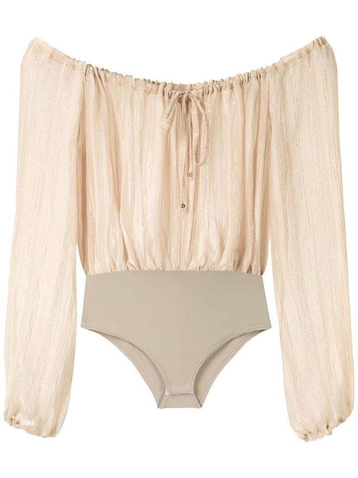 Amir Slama Metallic Bodysuit - Neutrals