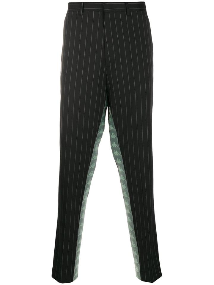 Paura Paura X Kappa Pinstriped Trousers - Black