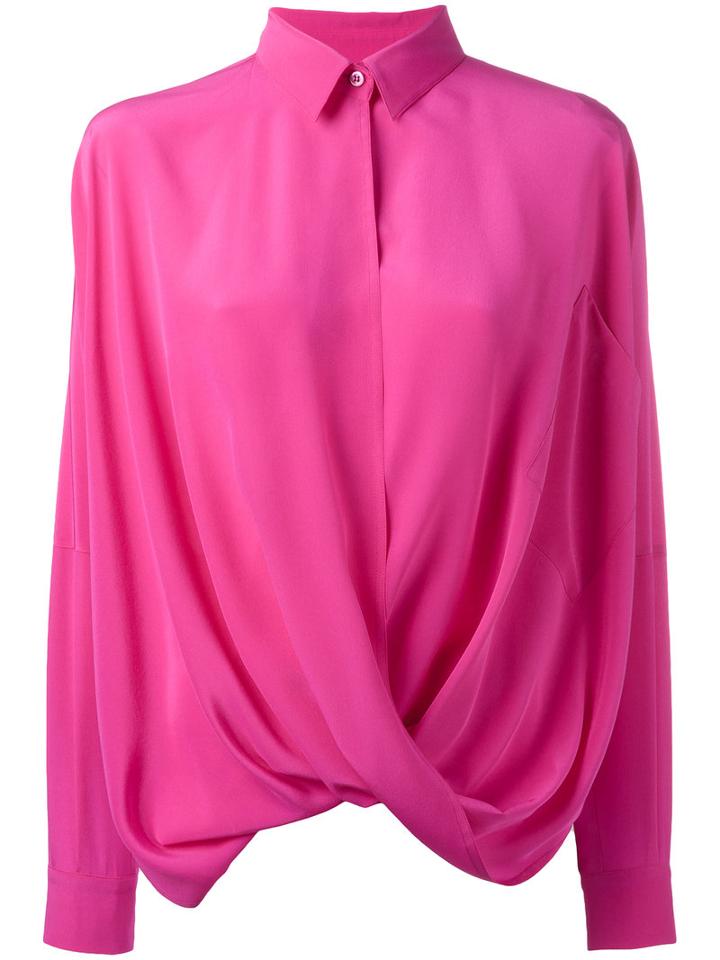 Moschino - Draped Silk Shirt - Women - Silk - 42, Pink/purple, Silk