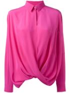 Moschino - Draped Silk Shirt - Women - Silk - 42, Pink/purple, Silk