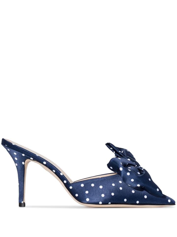 Magda Butrym Navy China 65 Bow And Pearl Polka Dot Mules - Blue