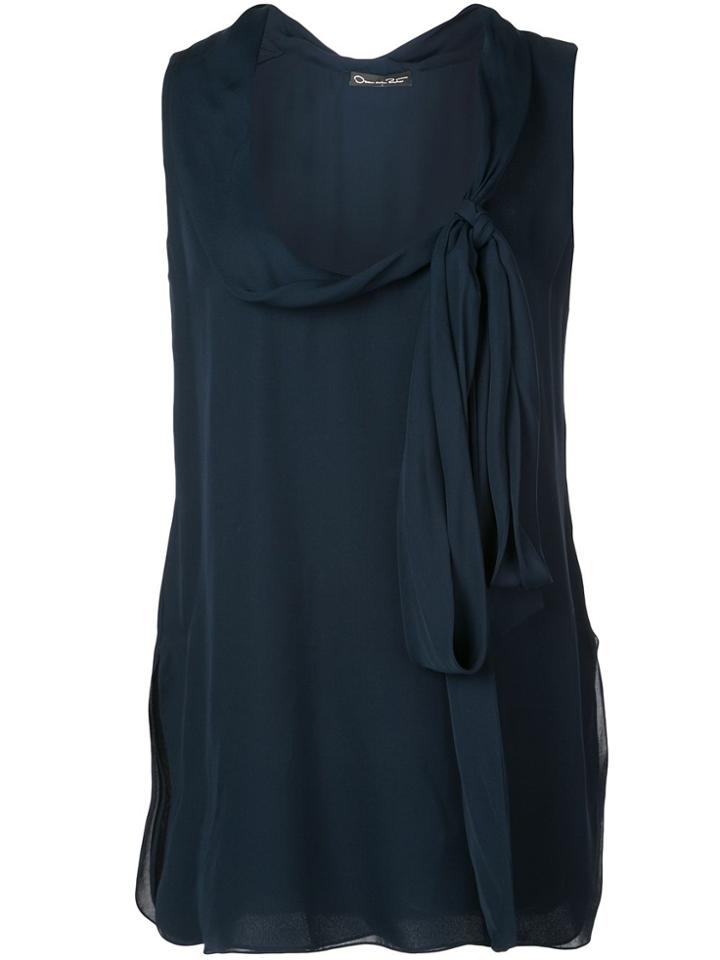 Oscar De La Renta Tie Detail Top - Blue