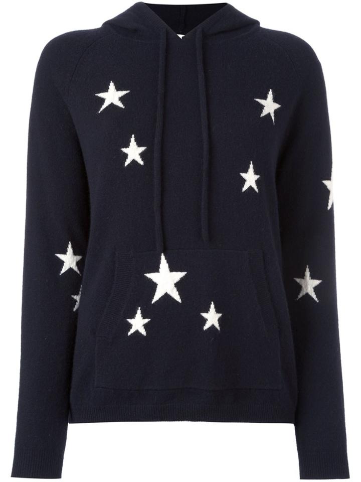 Chinti & Parker Cashmere Star Intarsia Hooded Sweater - Blue