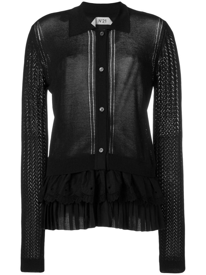 No21 Ruffle Hem Cardigan - Black