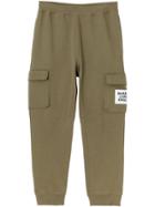 Burberry Logo Print Cotton Trackpants - Green
