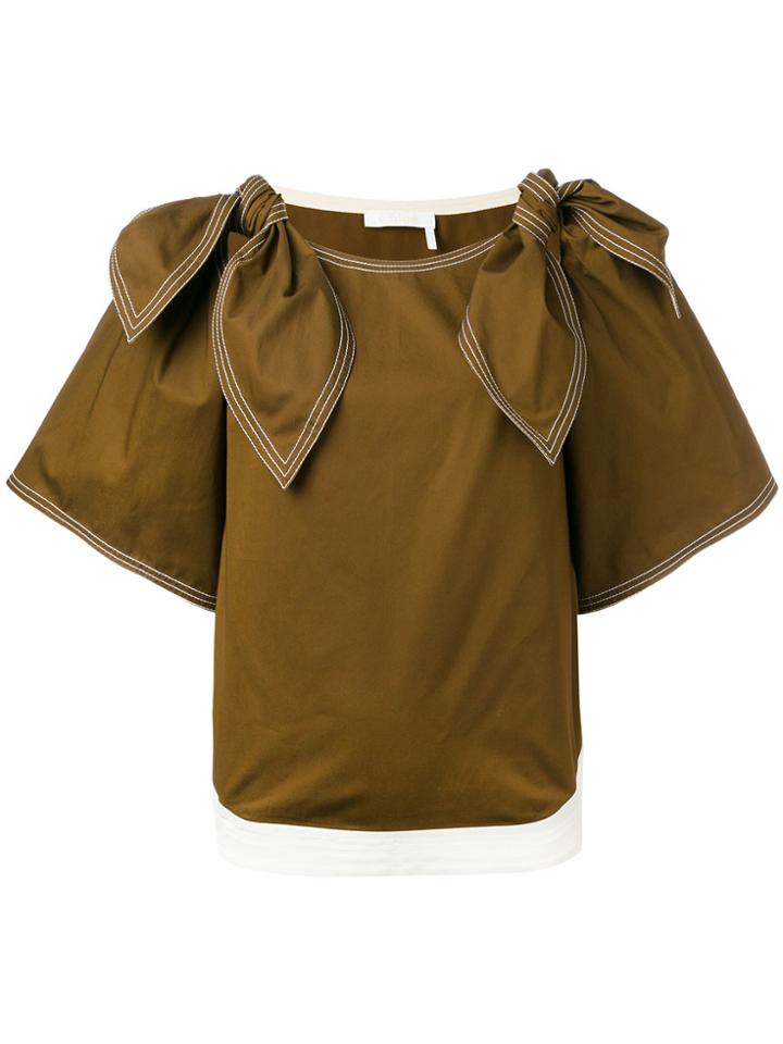 Chloé Tie Shoulder Blouse - Brown