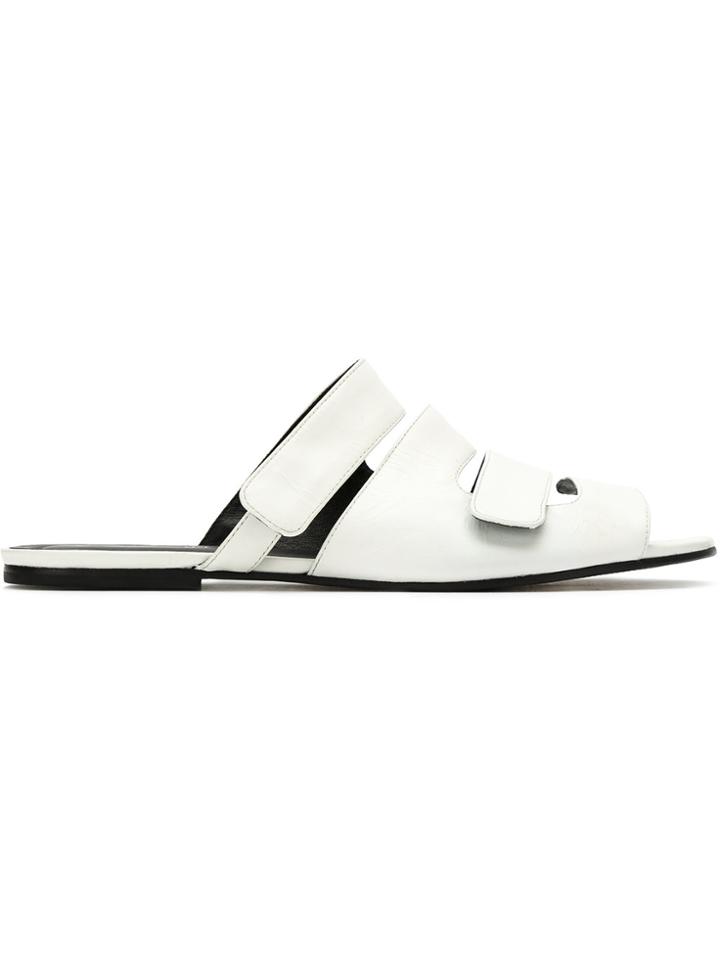 Gloria Coelho Leather Flat Sandals - White