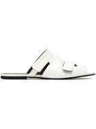 Gloria Coelho Leather Flat Sandals - White