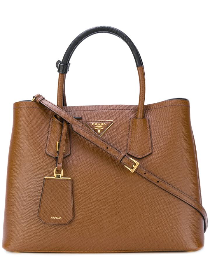 Prada Double Bag Shopper - Brown