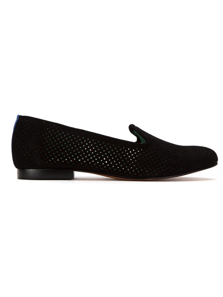 Blue Bird Shoes Perforated Suede Loafers - Black