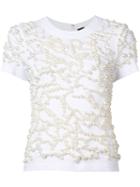 Vera Wang Embroidered Pearls T-shirt, Women's, Size: Xs, White, Cotton/plastic