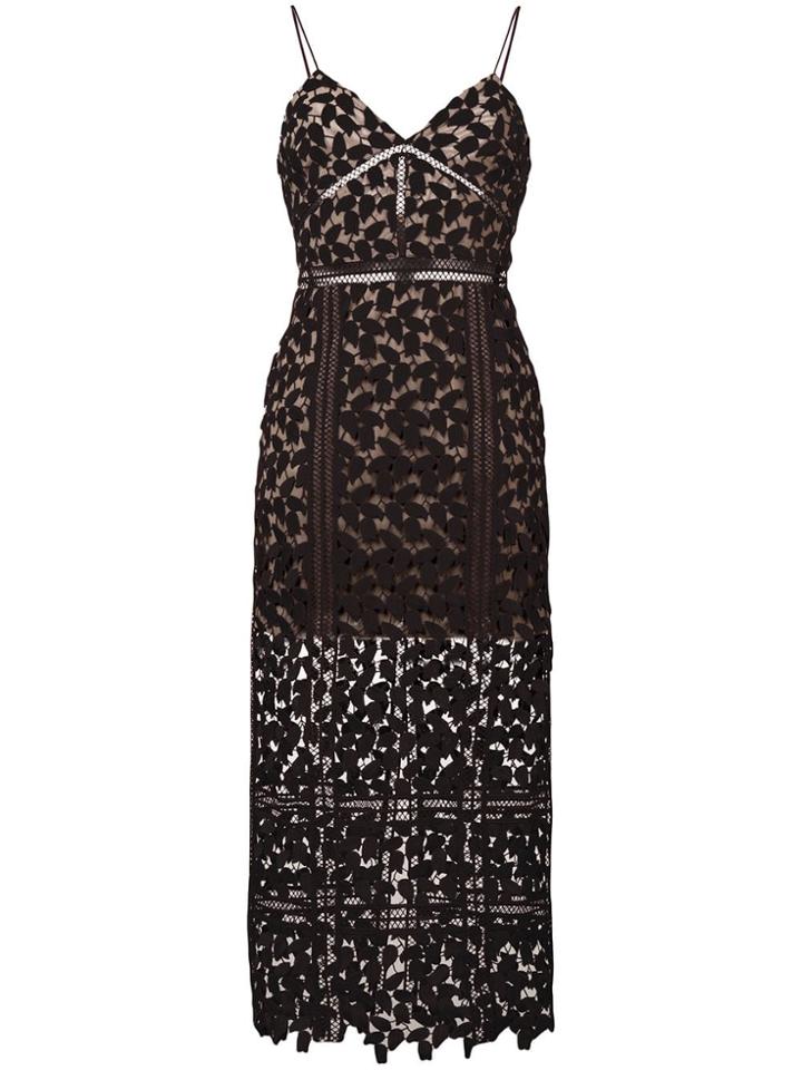 Self-portrait Embroidered Midi Dress - Black