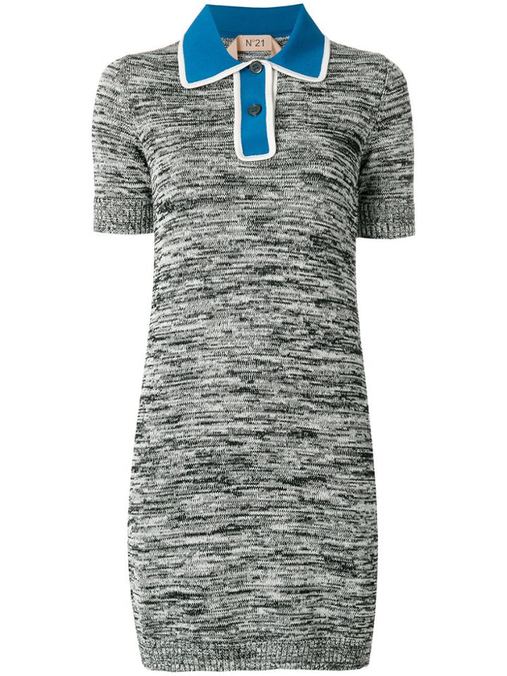 No21 Contrast Collar Knitted Dress - Black