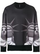 Neil Barrett Statue Of Liberty Print Sweatshirt - Black