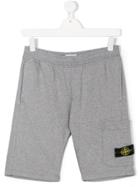 Stone Island Junior Patch Embellished Track Shorts - Grey