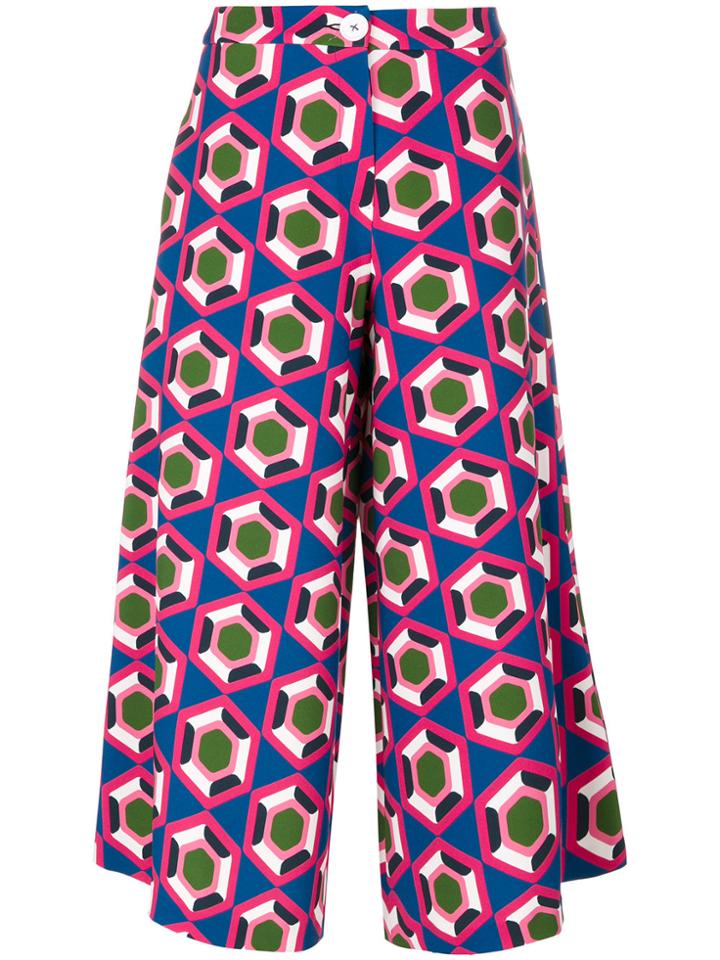 Pardens Printed Cropped Pants - Blue