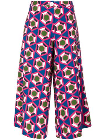 Pardens Printed Cropped Pants - Blue