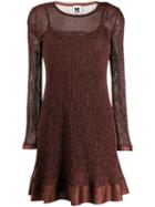 M Missoni Metallic Ribbed Dress - Orange
