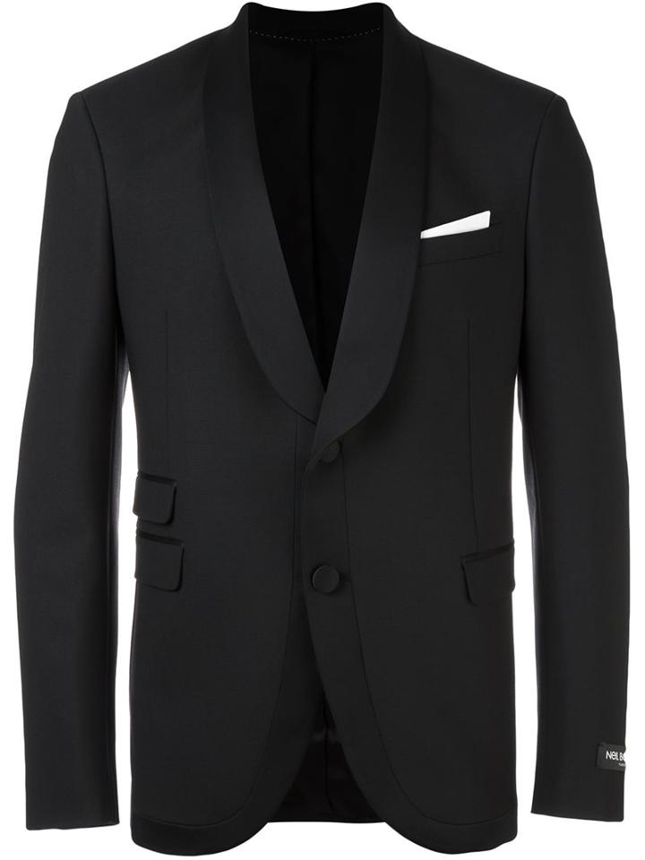 Neil Barrett Two Button Blazer, Men's, Size: 52, Black, Polyester/spandex/elastane/virgin Wool