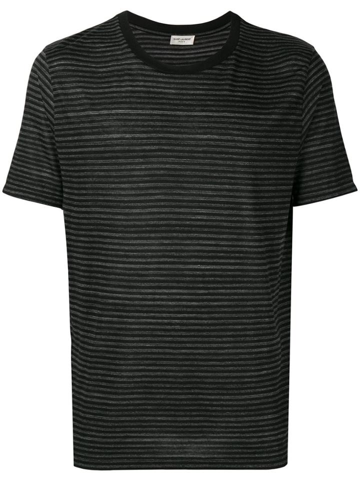 Saint Laurent Short Sleeve Striped T-shirt - Black