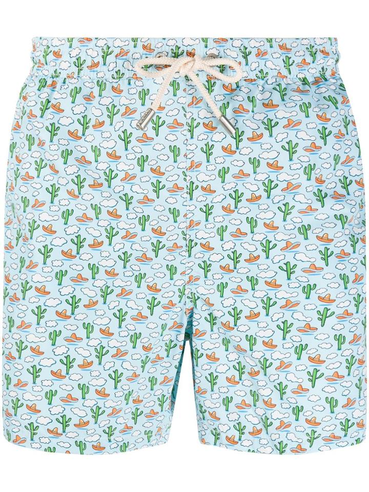 Mc2 Saint Barth Mexican Print Swim Shorts - Blue