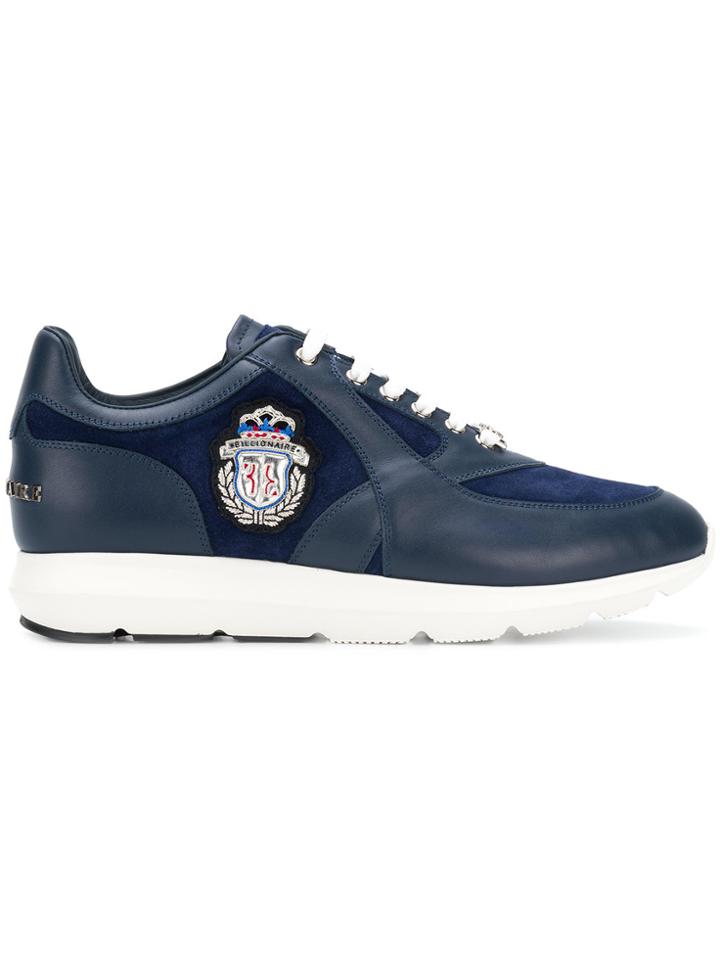 Billionaire Logo Patch Lace-up Sneakers - Blue