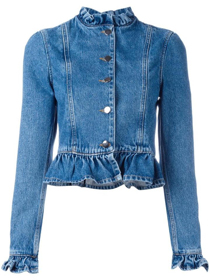 J.w.anderson Ruffled Denim Jacket, Women's, Size: 12, Blue, Cotton