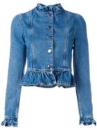 J.w.anderson Ruffled Denim Jacket, Women's, Size: 12, Blue, Cotton