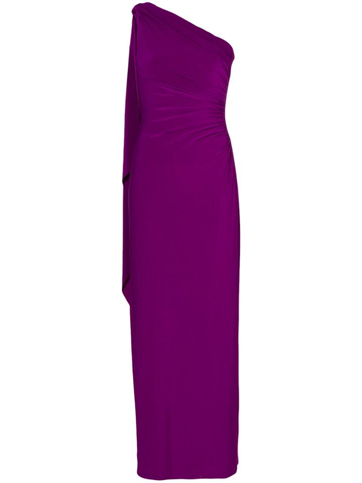 Lauren Ralph Lauren Ruched One Shoulder Dress - Pink & Purple